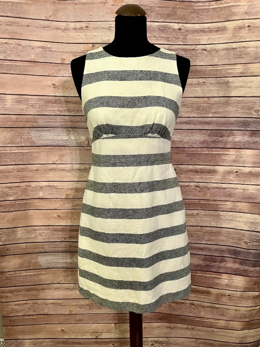 J. Crew Stripe Basket Weave Linen Sheath Shift Sundress Dress $158 Size 2